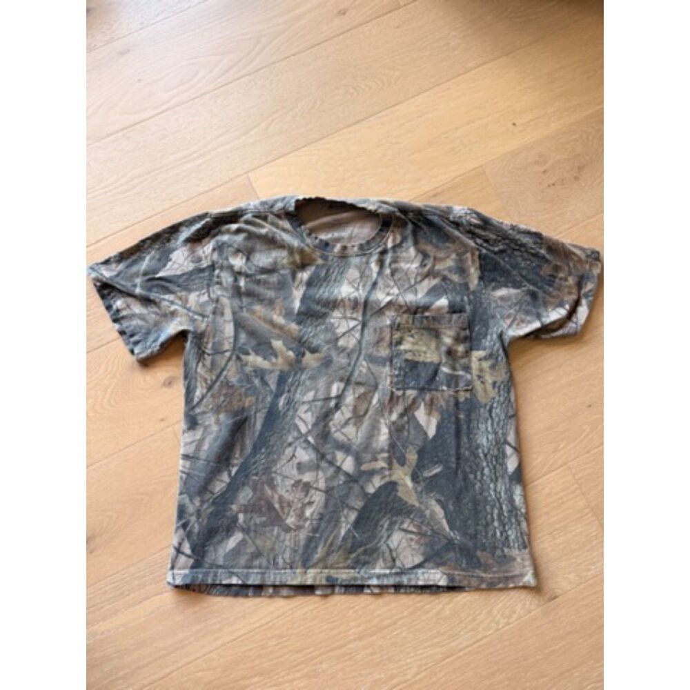 Outfitters Camo Shirt Mens Large Pocket T Tee Y2K Hardwoods Hunting Adult